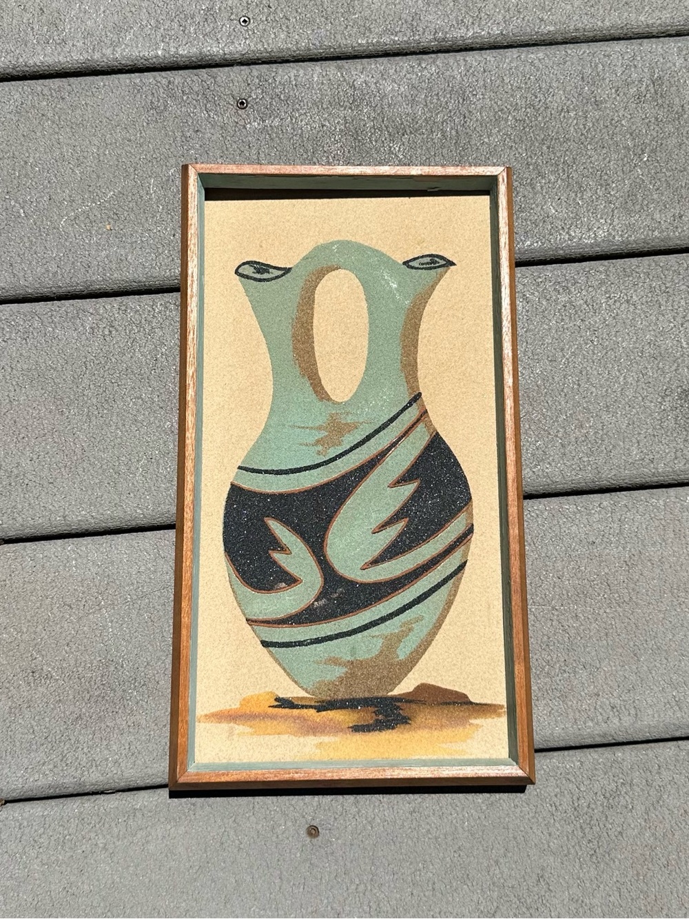 Vintage-Style Teal and Black Textured Decorative Vase Wall Art - Home Art